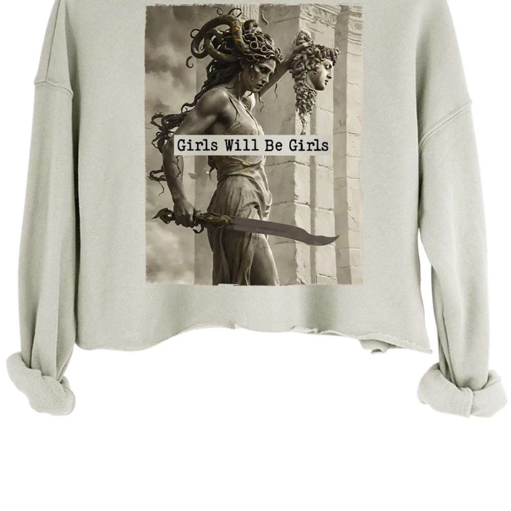 Stone Graphic Cropped Sweatshirt - Medusa